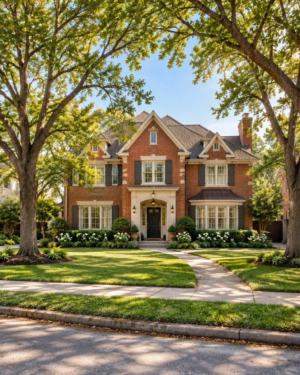 Brick family home in a leafy West University Place neighborhood